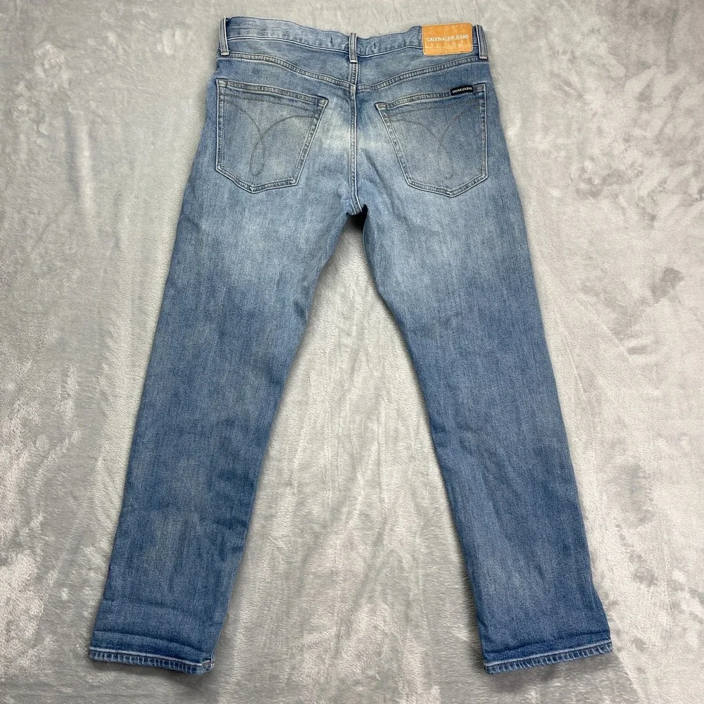 Calvin Klein Jeans Mens‎ 32x30 Blue Denim Light Wash Grunge Straight Leg CKJ 035